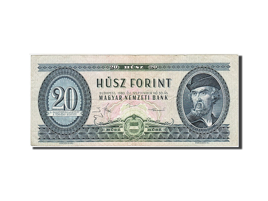 Banknote, Hungary, 20 Forint, 1980, 1980-09-30, VF(20-25)