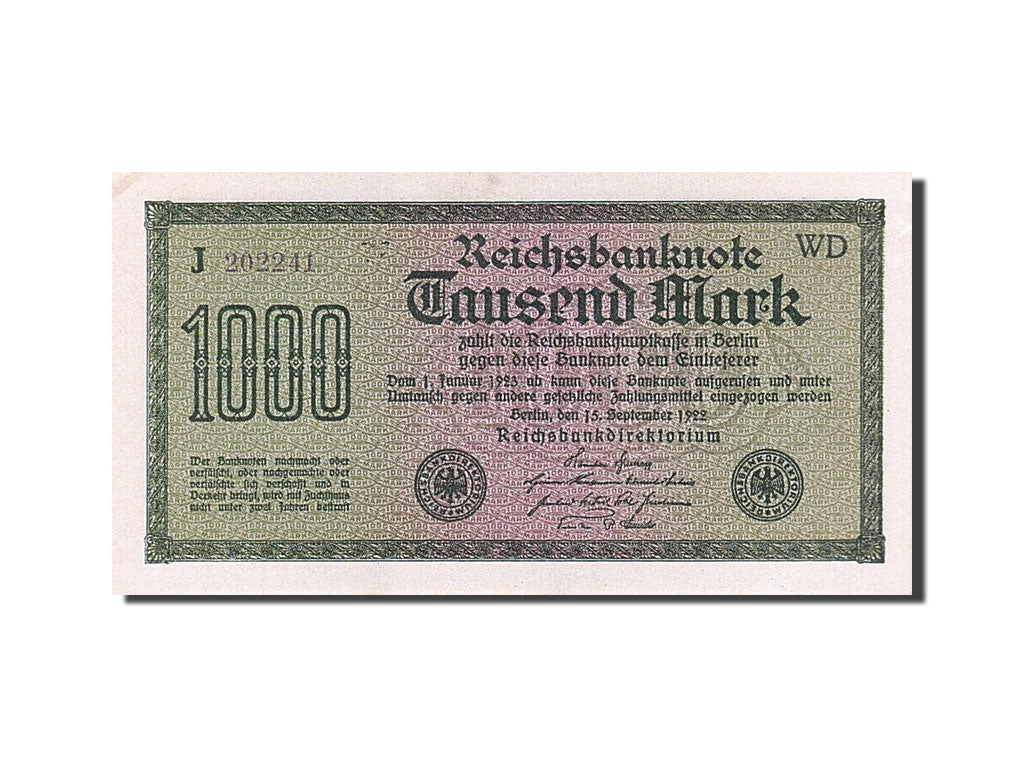 Banknote, Germany, 1000 Mark, 1922, 1922-09-15, UNC(60-62)