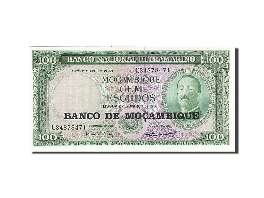 Banknote, Mozambique, 100 Escudos, 1961, 1961-03-27, UNC(63)