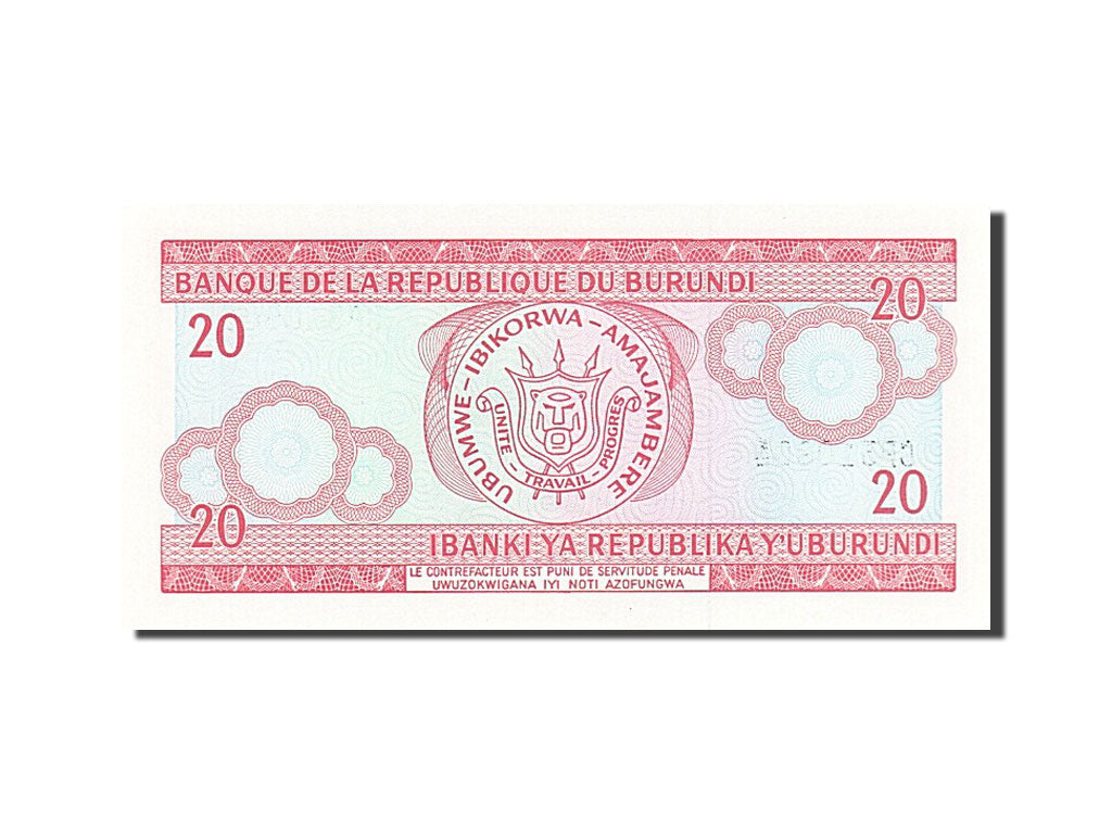 Billete, 20 Francs, 1995, Burundi, 1995-05-25, UNC