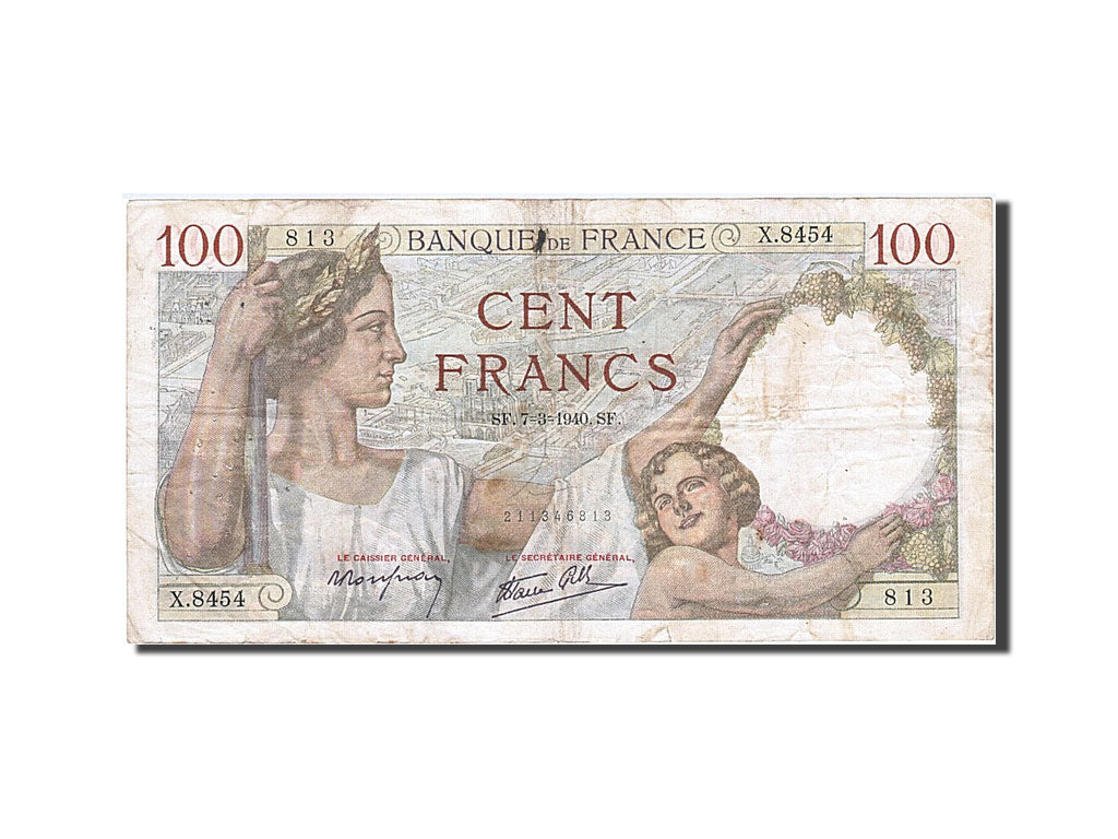 Banknote, France, 100 Francs, 100 F 1939-1942 ''Sully'', 1940, 1940-03-07