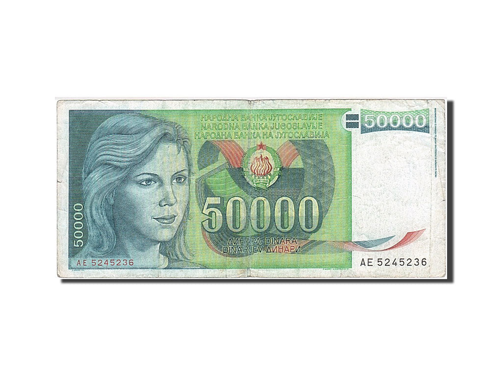 Banknote, Yugoslavia, 50,000 Dinara, 1988, 1988-05-01, VF(20-25)