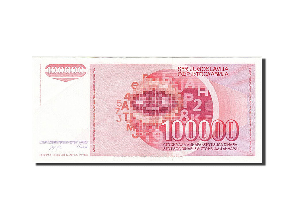 Banconote, Iugoslavia, 100,000 Dinara, 1989, 1989-05-01, BB+