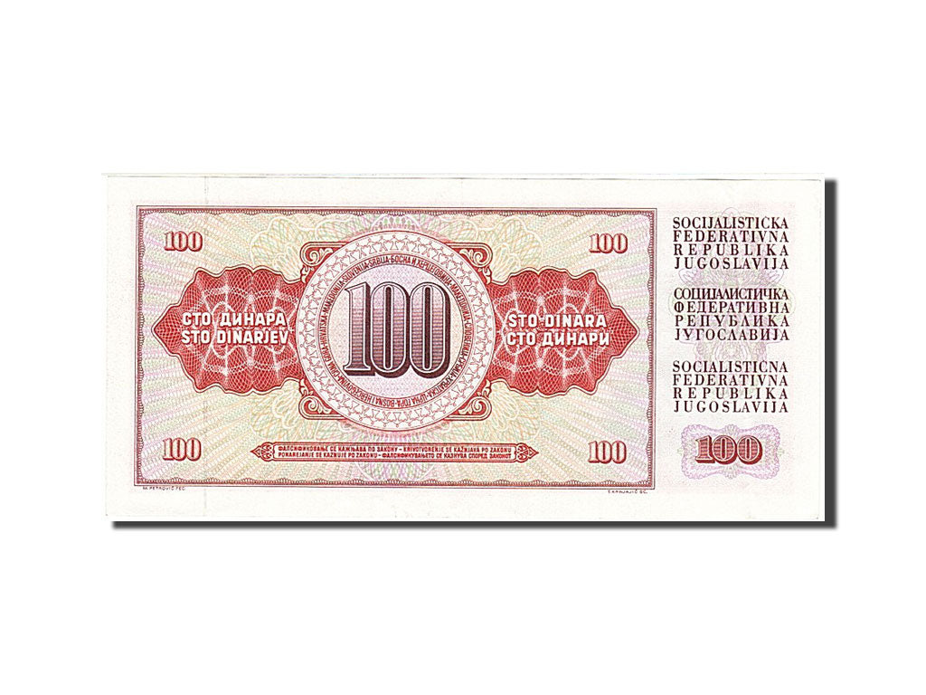 Banconote, Iugoslavia, 100 Dinara, 1986, 1986-05-16, SPL-