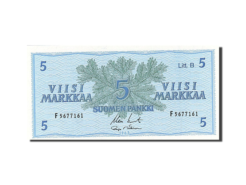 Billete, 5 Markkaa, 1963, Finlandia, UNC