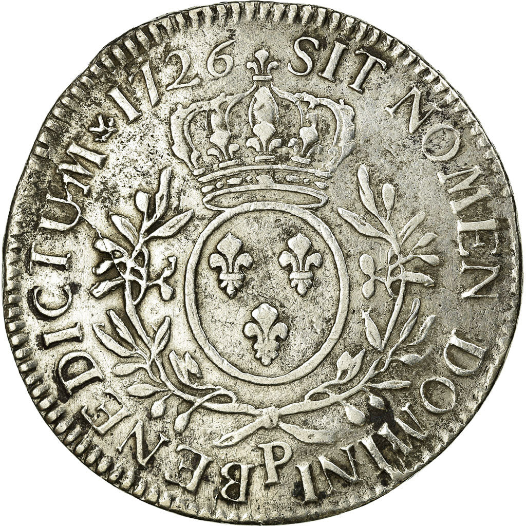 France, Louis XV, Ecu, Écu aux branches d'olivier, 1726, Dijon, Argent, TB+