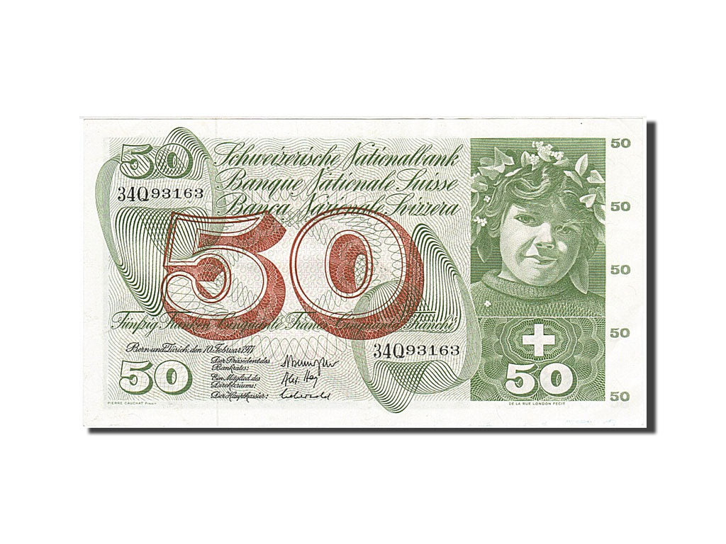 Geldschein, Schweiz, 50 Franken, 1971, 1971-02-10, VZ