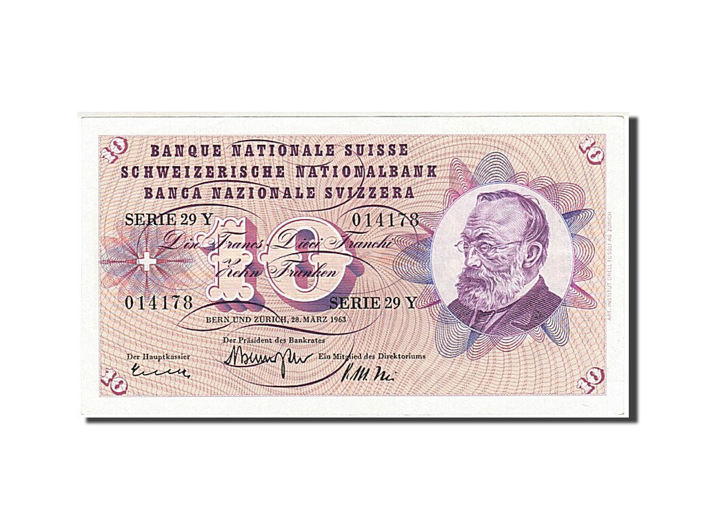 Geldschein, Schweiz, 10 Franken, 1963, 1963-03-28, UNZ-