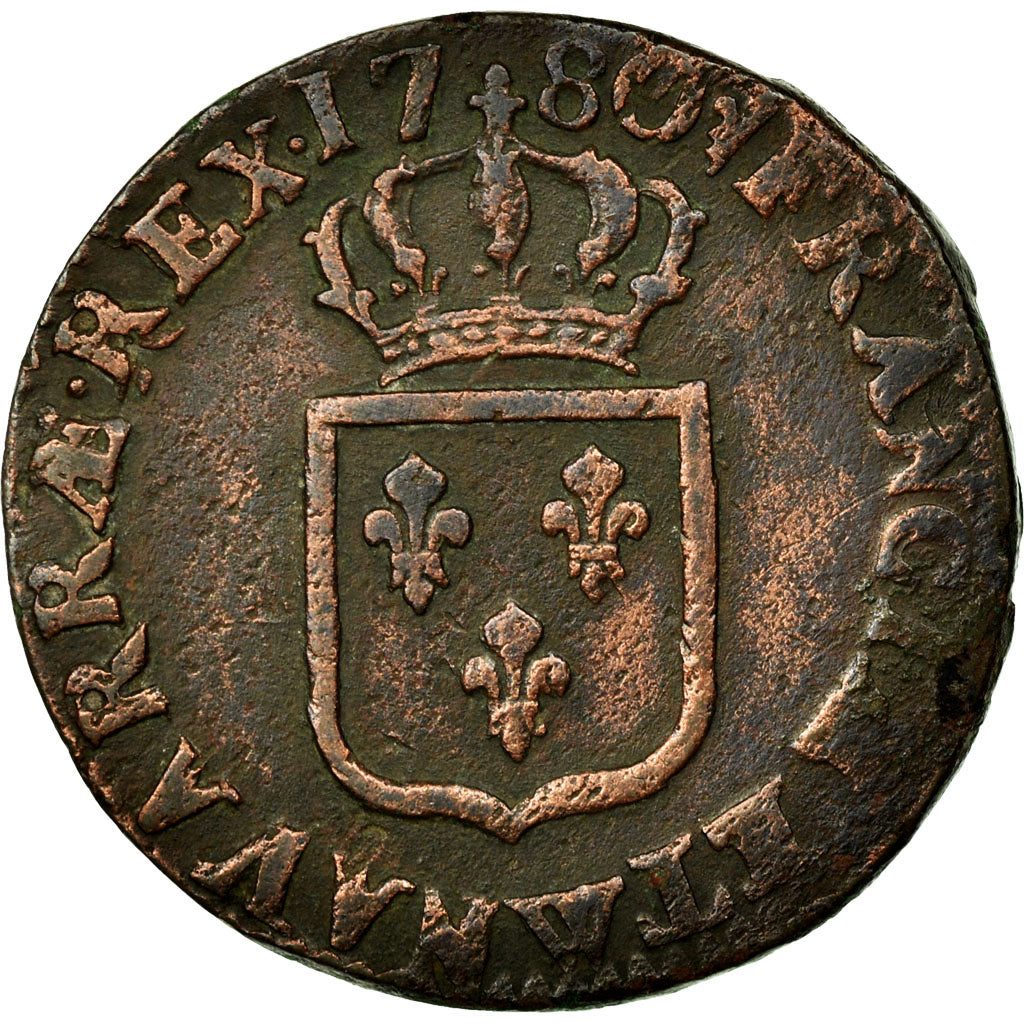 France, Louis XVI, Sol, Sol ou sou, 1780, Lille, Cuivre, TB+, Gadoury:350