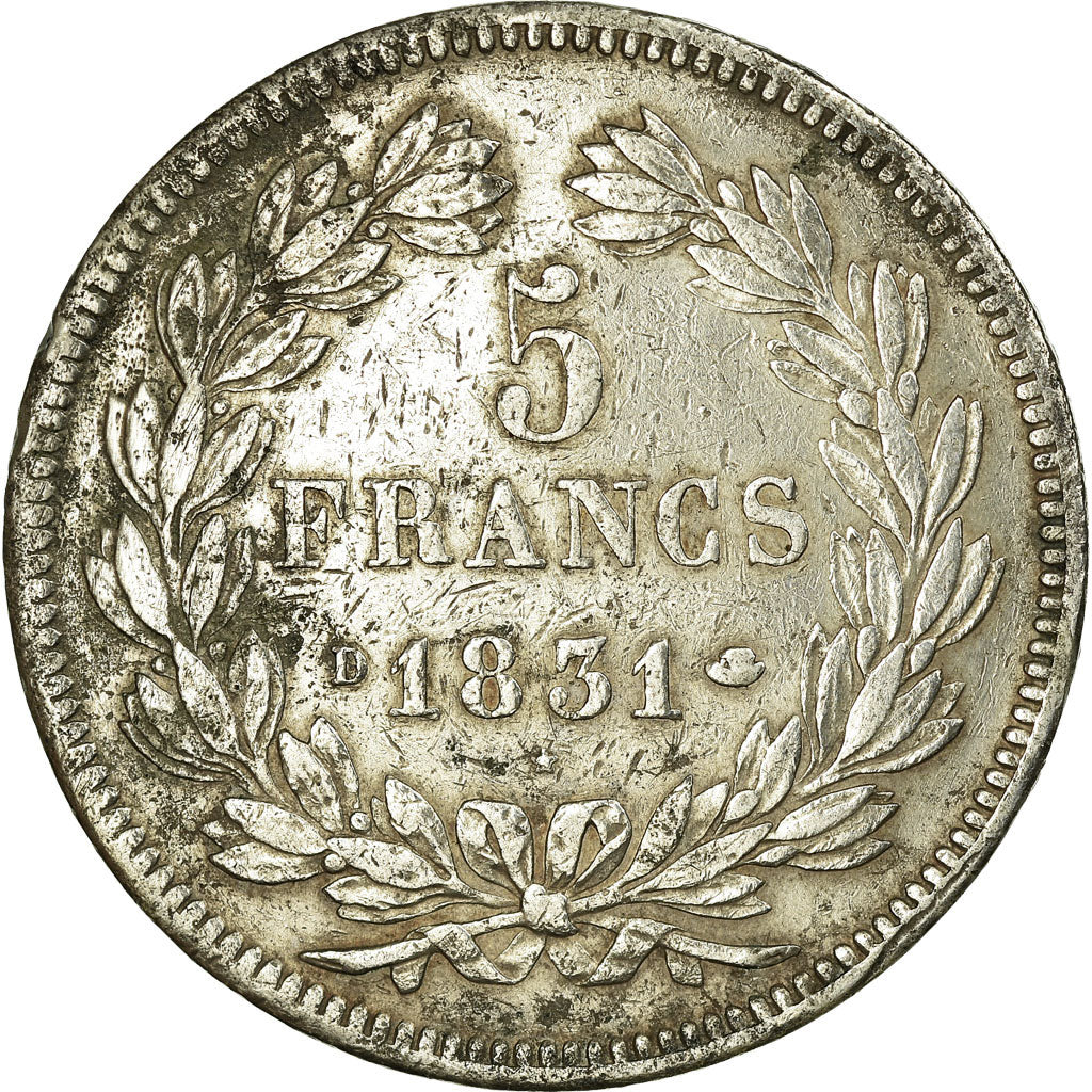 France, 5 Francs, Louis-Philippe, 1831, Lyon, Silver, EF(40-45), Gadoury:677a