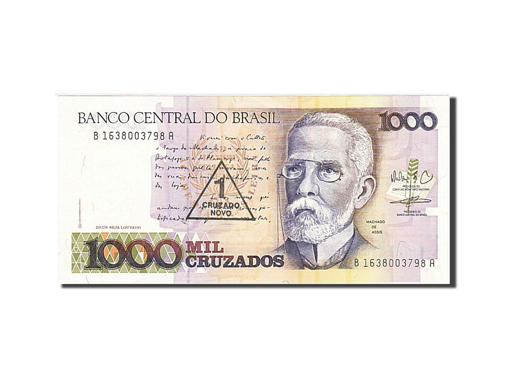 Banknot, Brazylia, 1 Cruzado Novo on 1000 Cruzados, UNC(60-62)