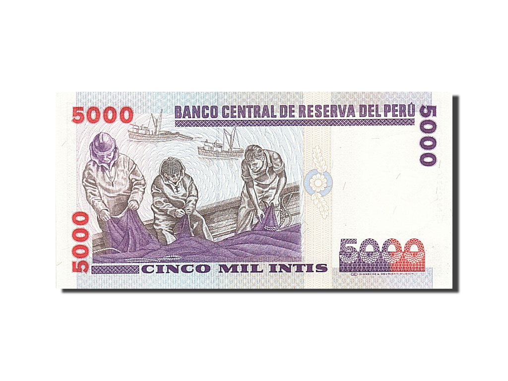 Banknot, Peru, 5000 Intis, 1988, 1988-06-28, UNC(65-70)