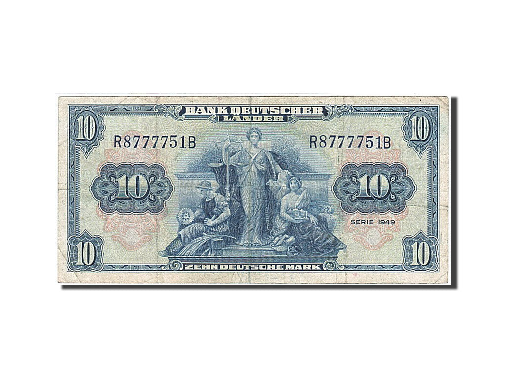 Geldschein, Bundesrepublik Deutschland, 10 Deutsche Mark, 1949, 1949-08-22, S