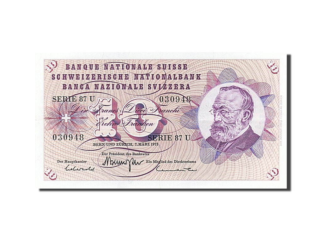 Geldschein, Schweiz, 10 Franken, 1973, 1973-03-07, UNZ-