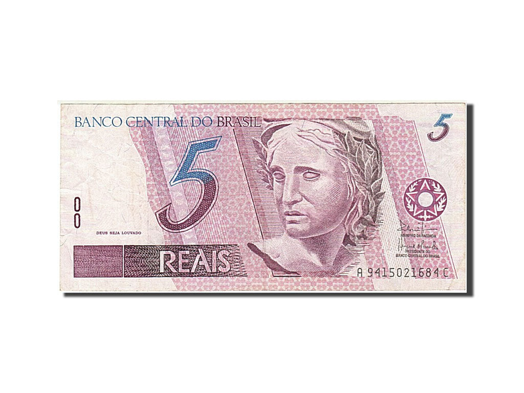 Banknot, Brazylia, 5 Reais, 1997, EF(40-45)
