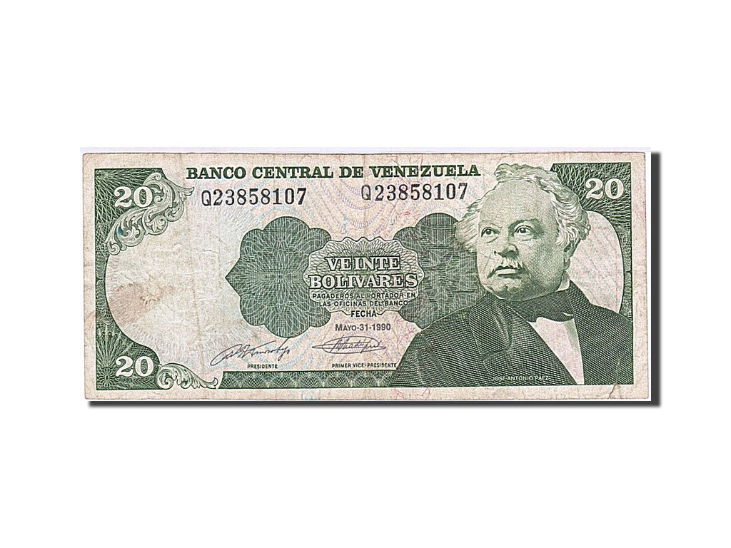 Banknote, Venezuela, 20 Bolivares, 1990, 1990-05-31, VF(20-25)