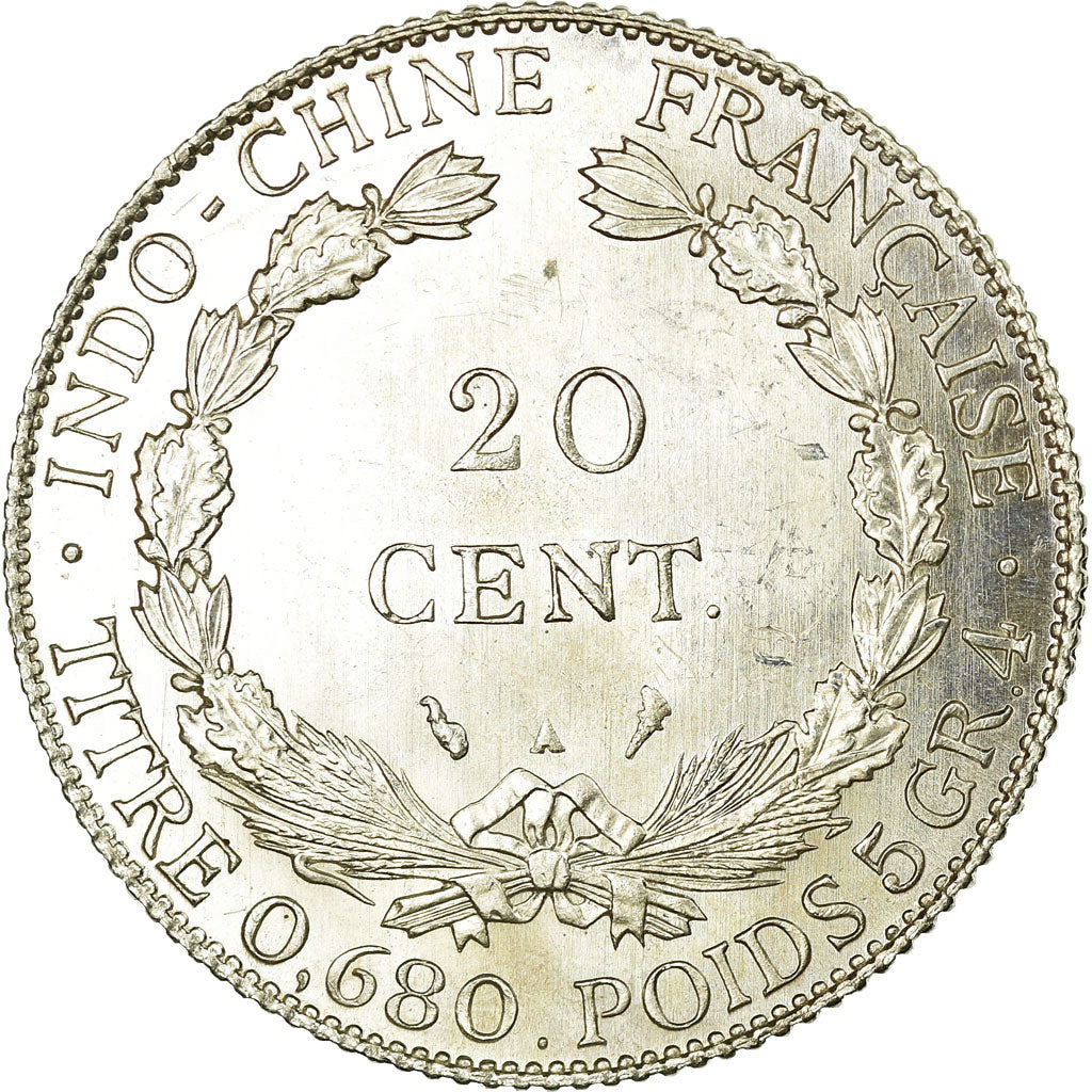 Indochina Francesa, 20 Cents, 1927, Paris, Prata, MS(60-62), Lecompte:226