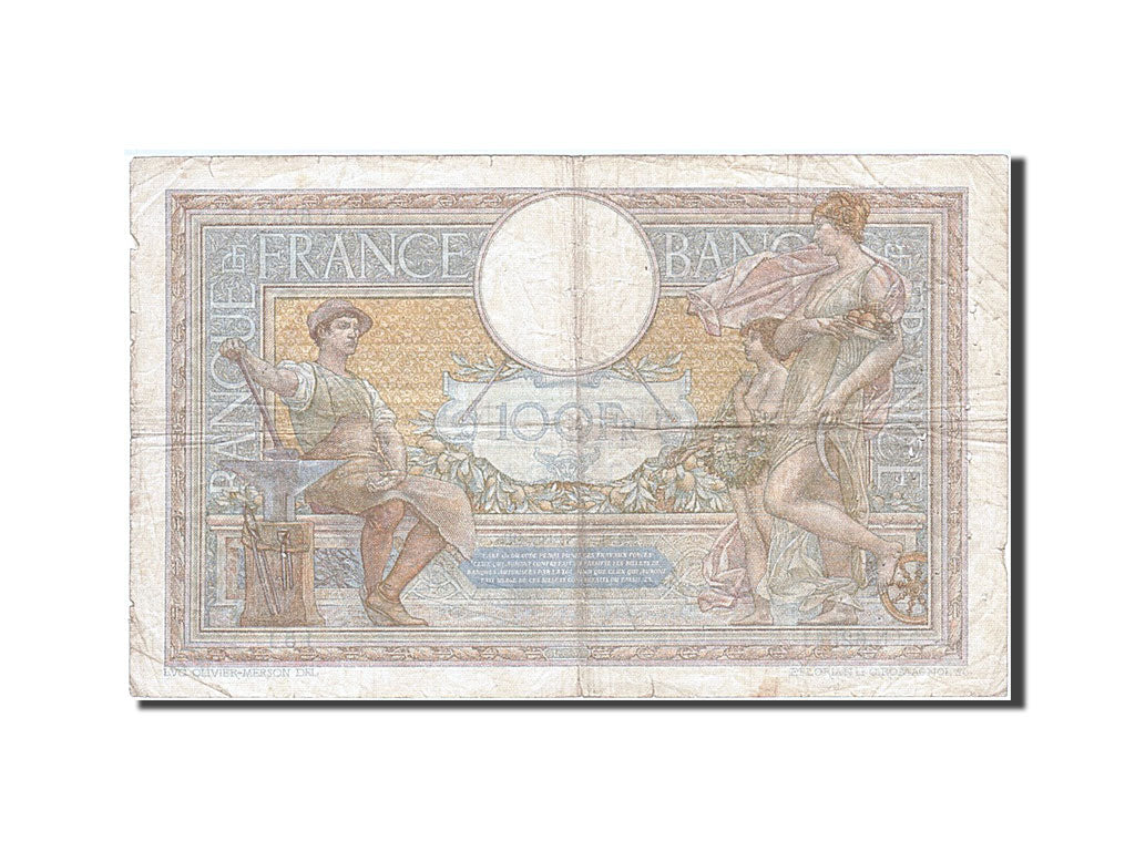 Banknote, France, 100 Francs, 100 F 1908-1939 ''Luc Olivier Merson'', 1938