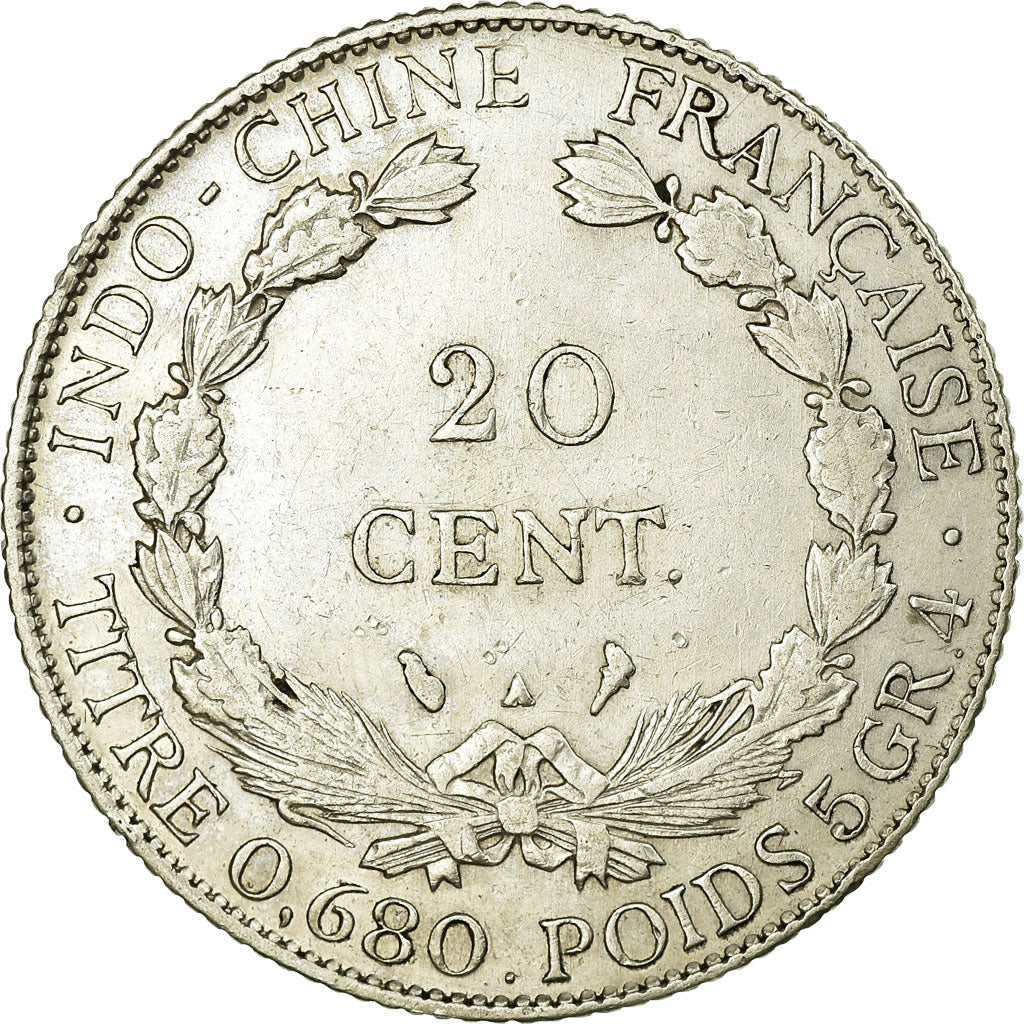 Indocina francese, 20 Cents, 1928, Paris, Argento, BB+, Lecompte:228