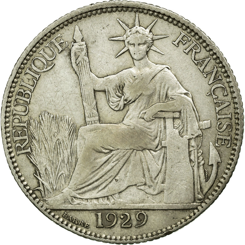 French Indochina, 20 Cents, 1929, Paris, Silver, VF(30-35), Lecompte:229