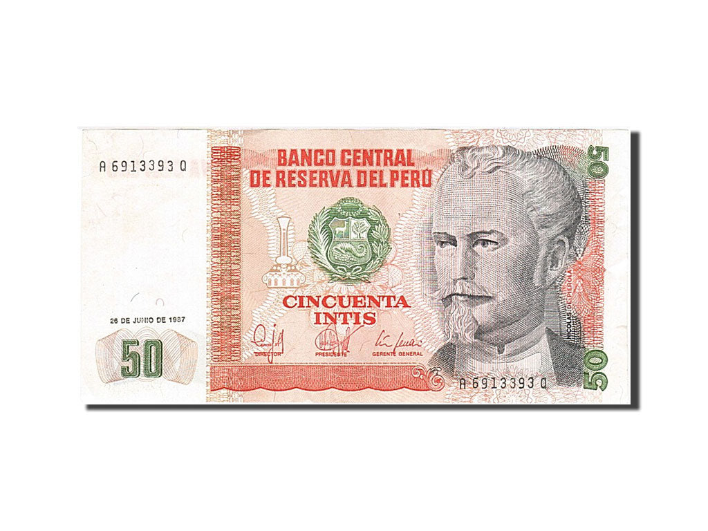 Biljet, Peru, 50 Intis, 1987, 1987-06-26, TTB