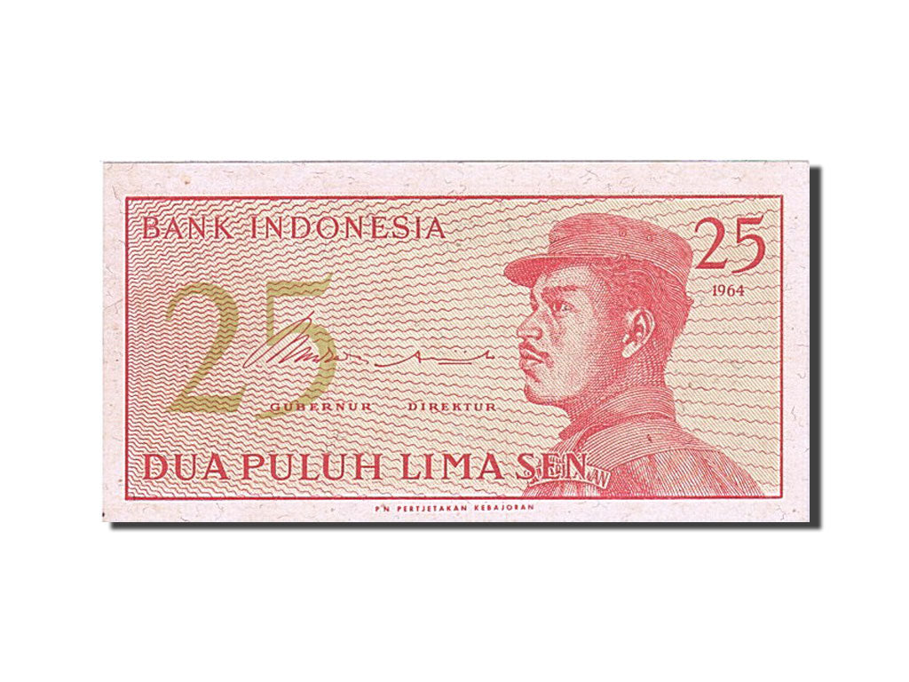 Biljet, Indonesië, 25 Sen, 1964, SPL+