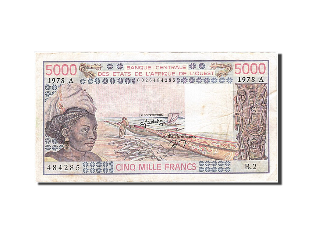 Banknote, West African States, 5000 Francs, 1978, AU(55-58)
