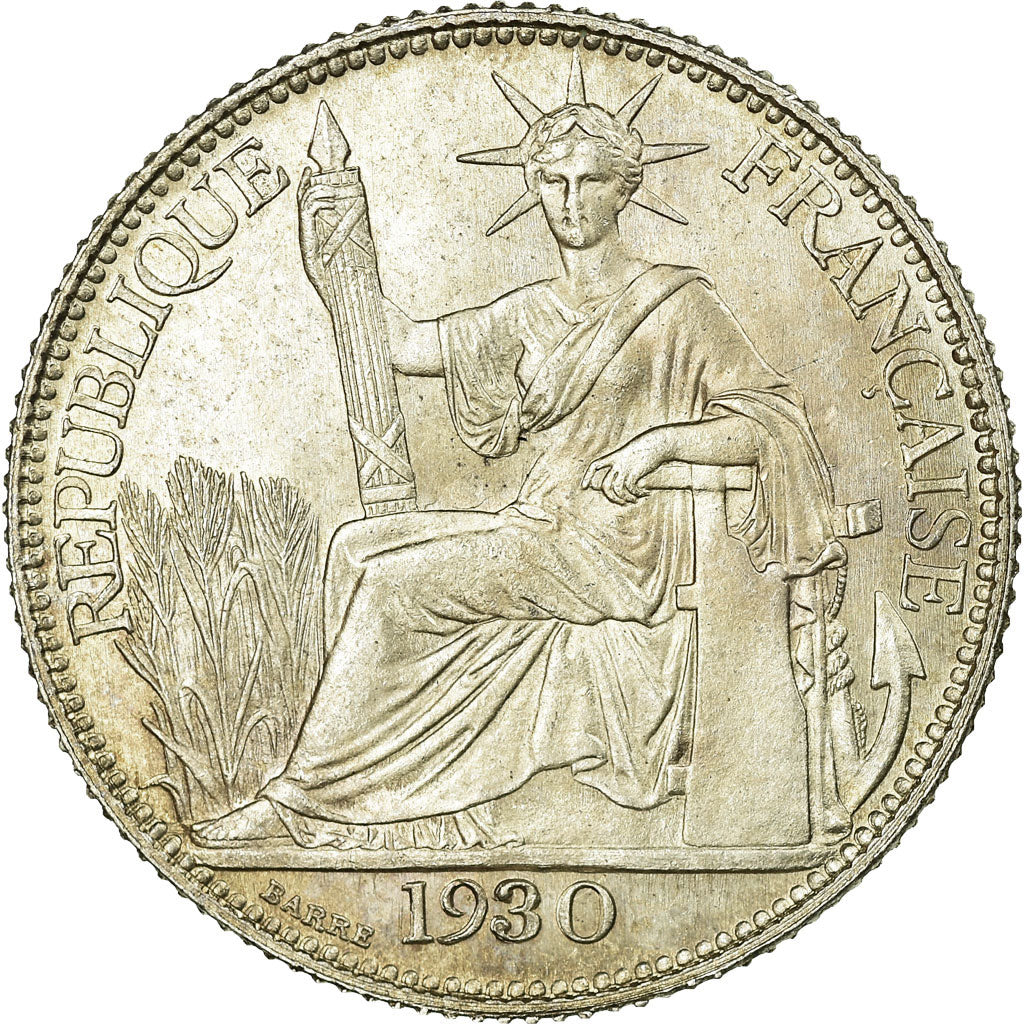 French Indochina, 20 Cents, 1930, Paris, Silver, MS(60-62), Lecompte:230