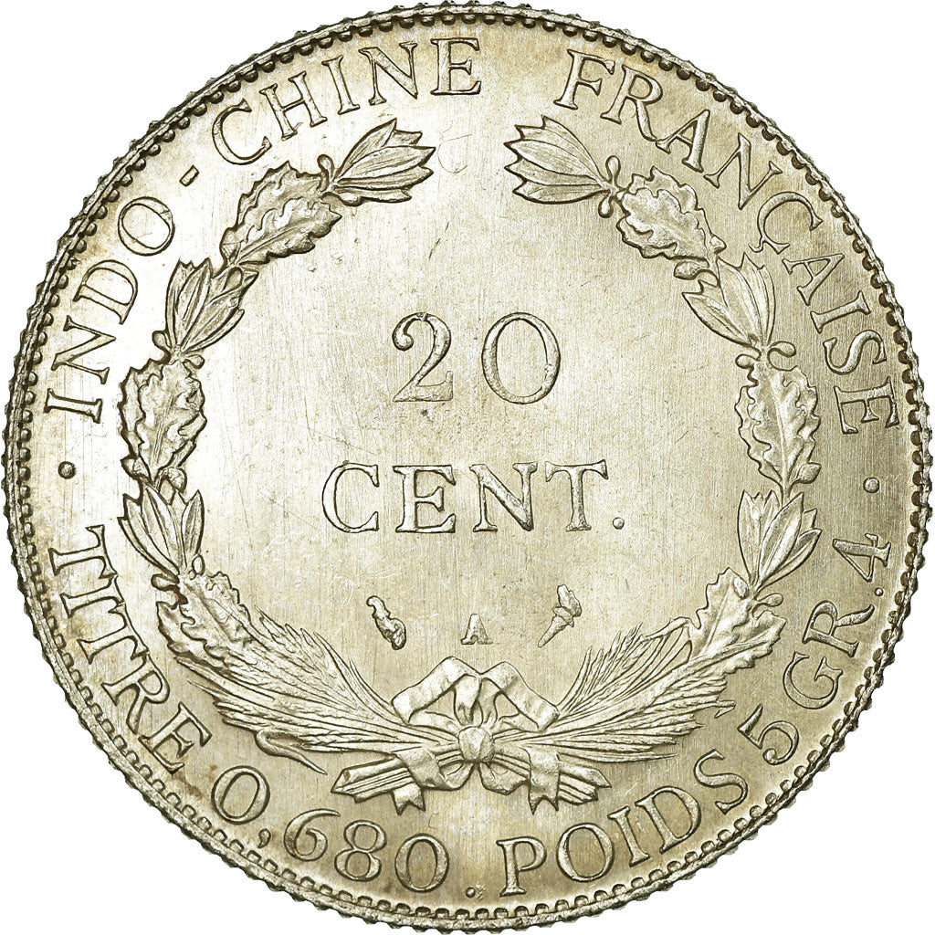 French Indochina, 20 Cents, 1930, Paris, Silver, MS(60-62), Lecompte:230