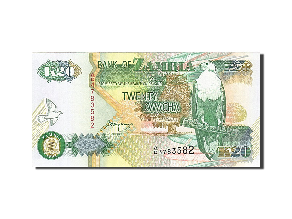 Banconote, Zambia, 20 Kwacha, 1992, SPL+
