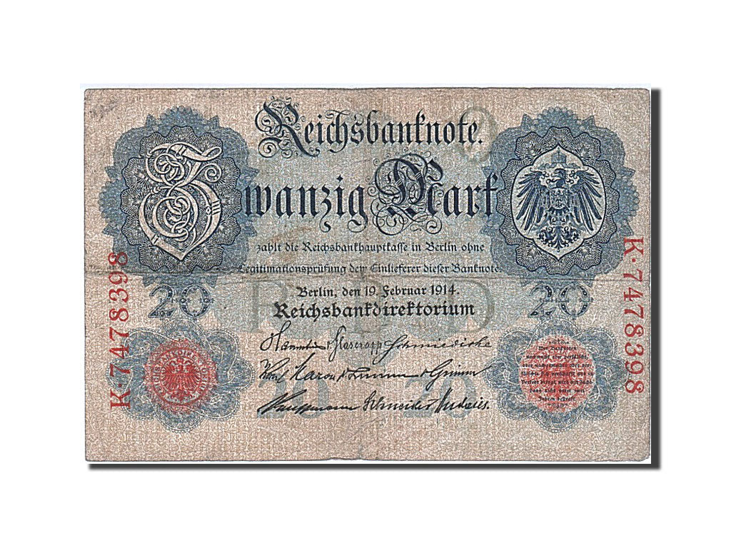 Geldschein, Deutschland, 20 Mark, 1914, 1914-02-19, S