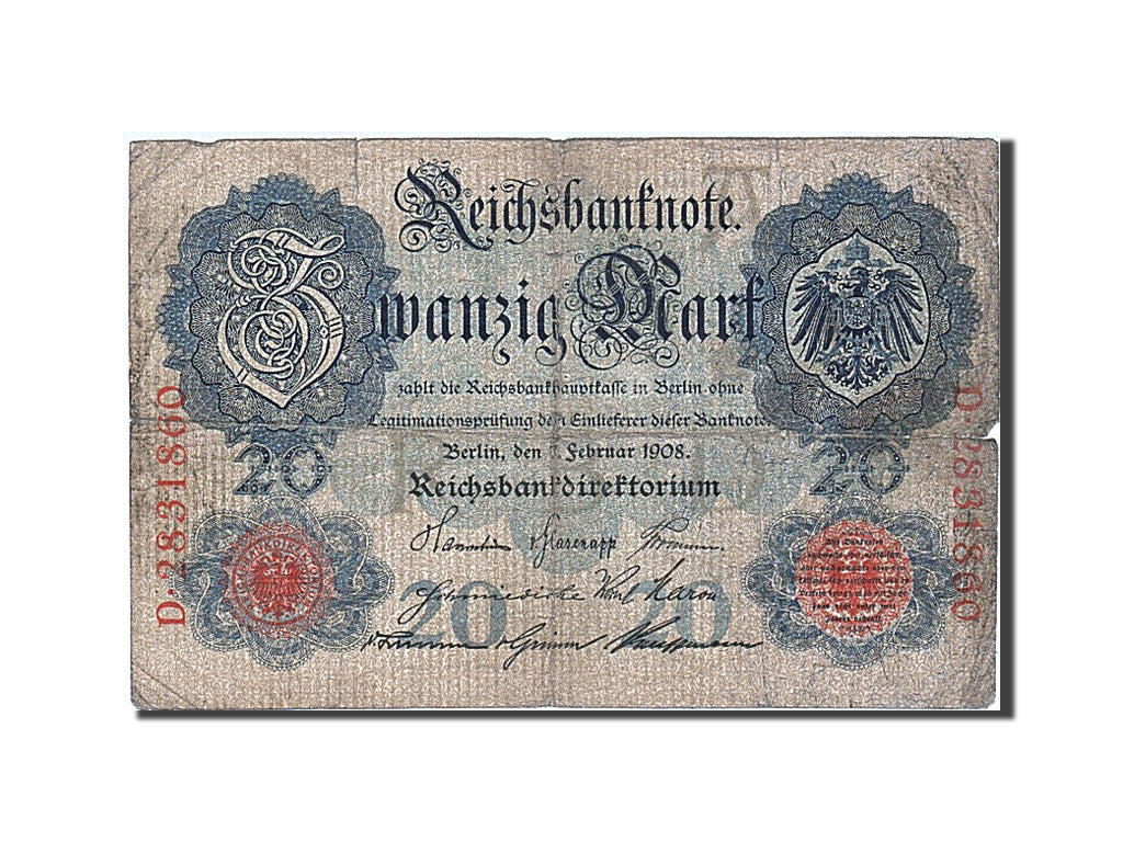 Banconote, Germania, 20 Mark, 1908, 1908-02-07, B