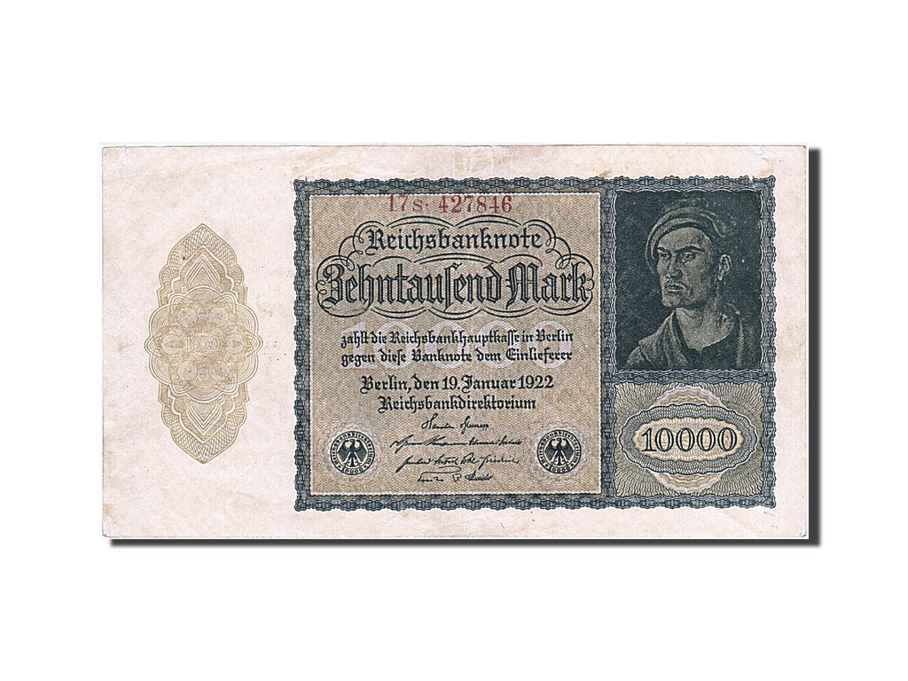 Banknote, Germany, 10,000 Mark, 1922, 1922-01-19, AU(50-53)