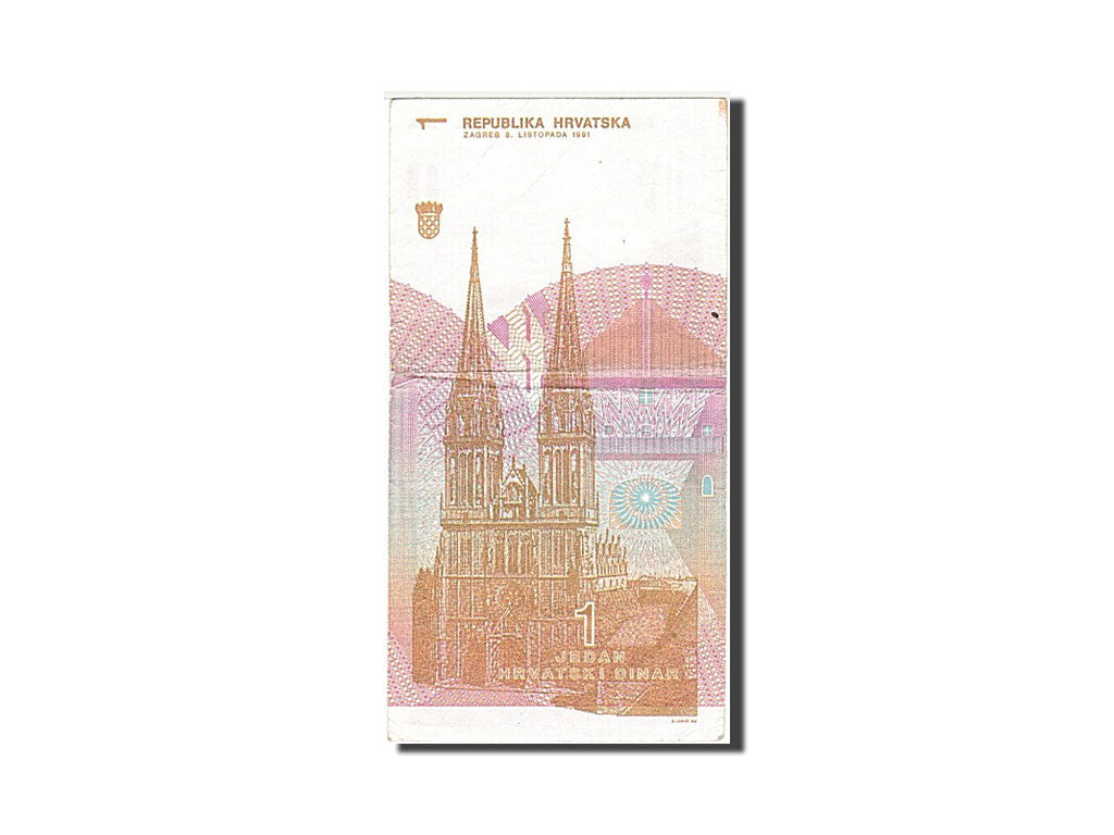 Banknote, Croatia, 1 Dinar, 1991, 1991-10-08, VF(20-25)