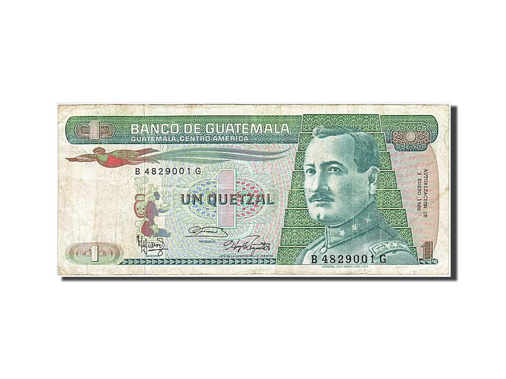 Billet, Guatemala, 1 Quetzal, 1986, 1986-01-03, TB+