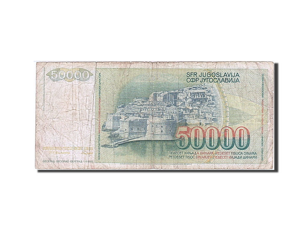Banconote, Iugoslavia, 50,000 Dinara, 1988, 1988-05-01, MB