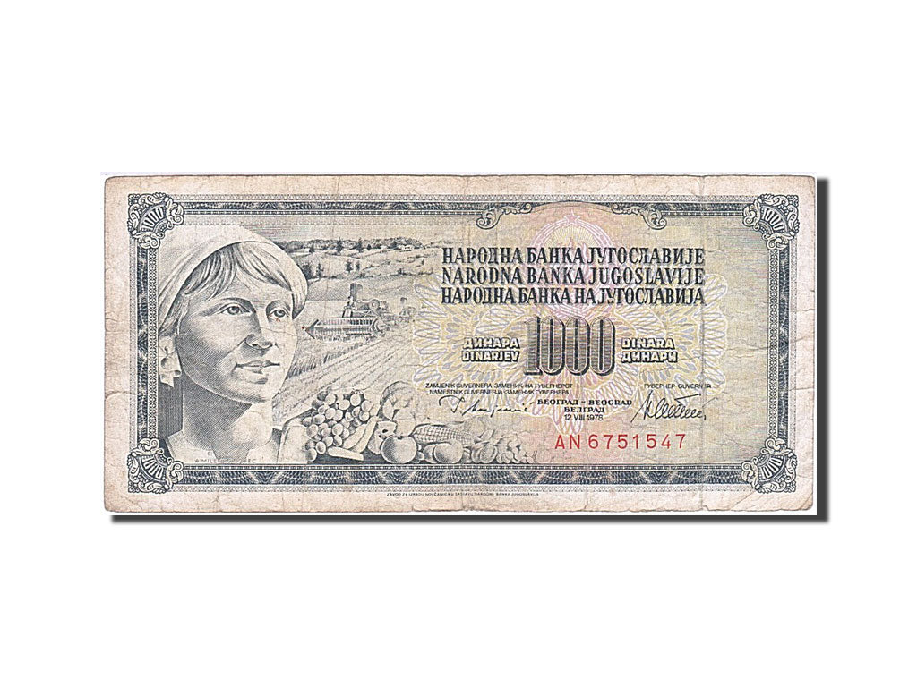 Banconote, Iugoslavia, 1000 Dinara, 1978, KM:92a, 1978-08-12, BB
