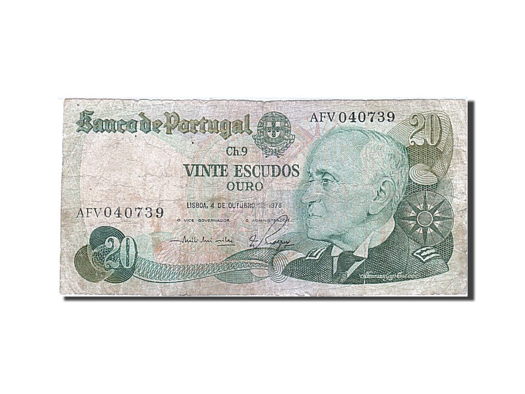 Billet, Portugal, 20 Escudos, 1978, 1978-10-04, KM:176b, B
