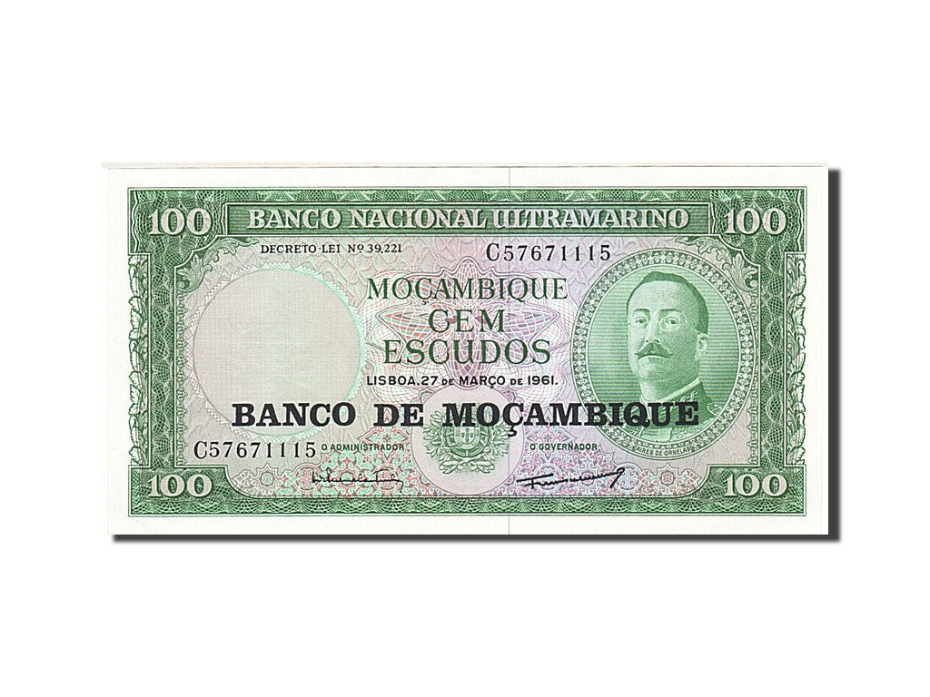 Billet, Mozambique, 100 Escudos, 1961, 1961-03-27, KM:109a, SUP+