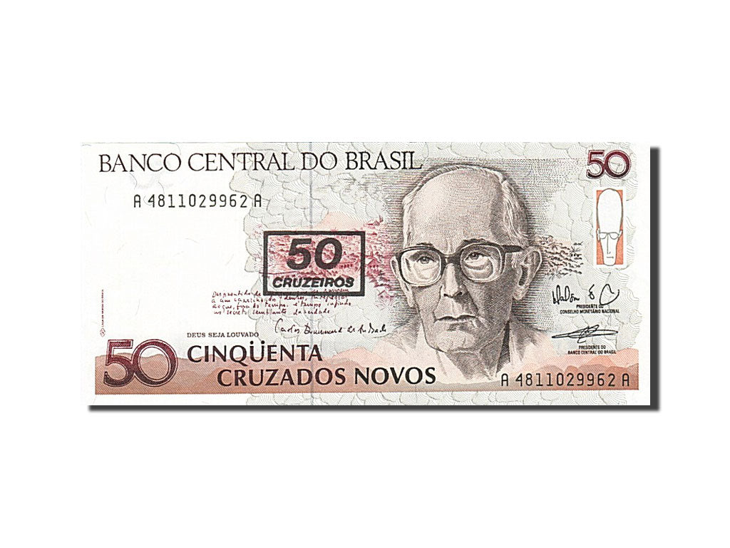 Biljet, Brazilië, 50 Cruzados Novos, 1990, Undated, KM:219b, NIEUW