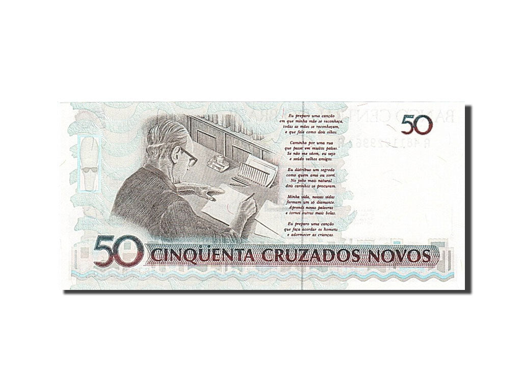 Biljet, Brazilië, 50 Cruzados Novos, 1990, Undated, KM:219b, NIEUW