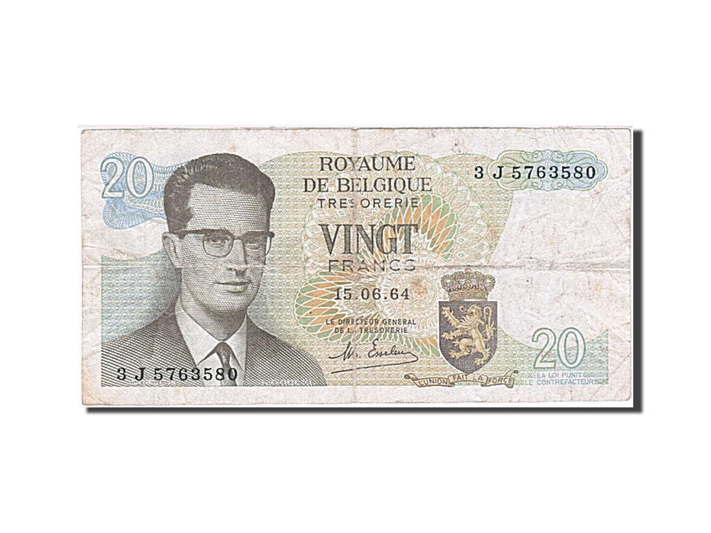 Banknote, Belgium, 20 Francs, 1964, 1964-06-15, KM:138, VF(30-35)