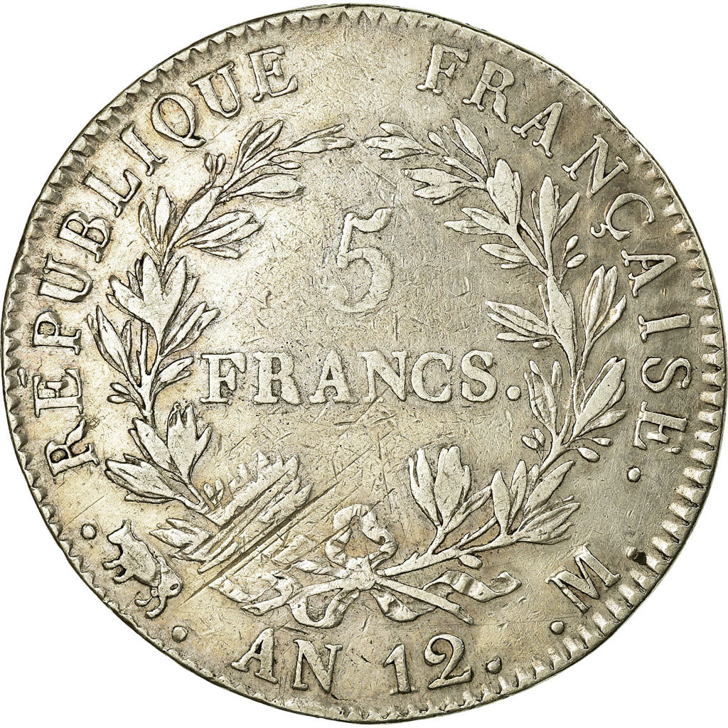 Francia, 5 Francs, Napoléon I, 1803, Toulouse, Plata, BC+, Gadoury:579