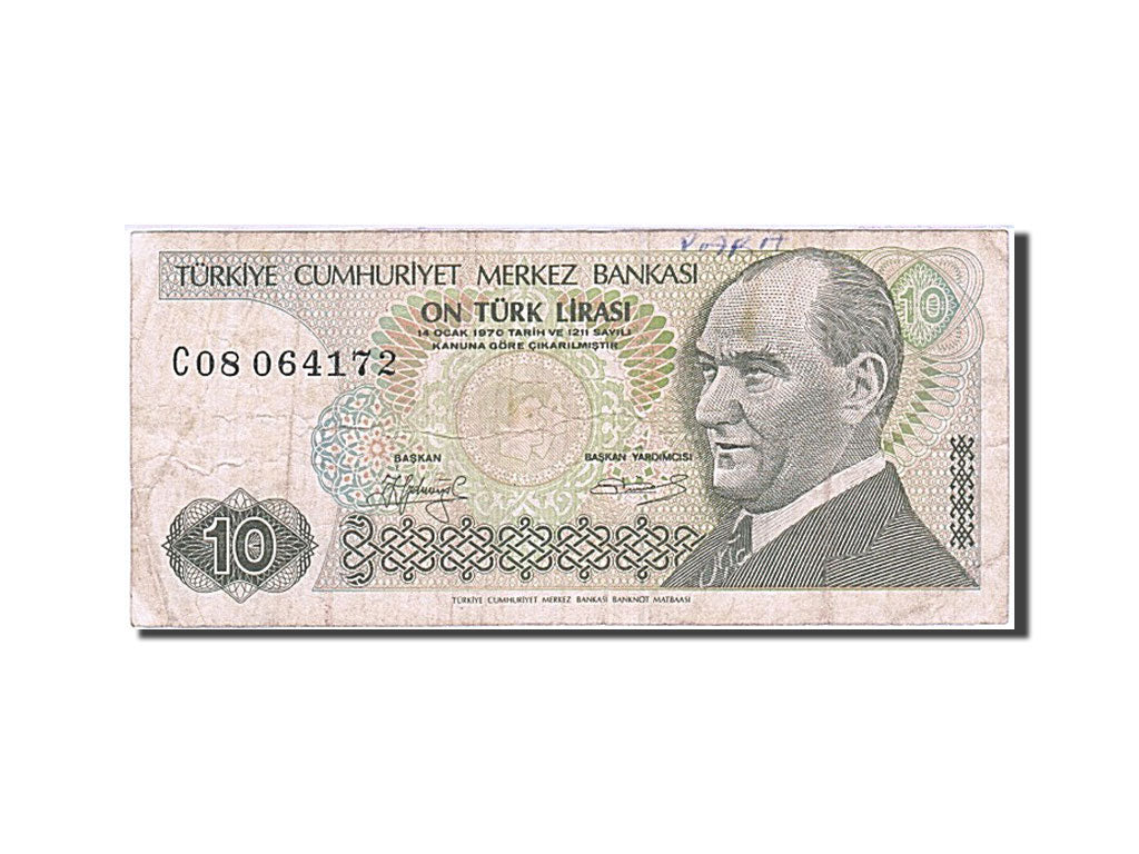 Banknot, Turcja, 10 Lira, 1984-1997, 1979, KM:192, VF(20-25)