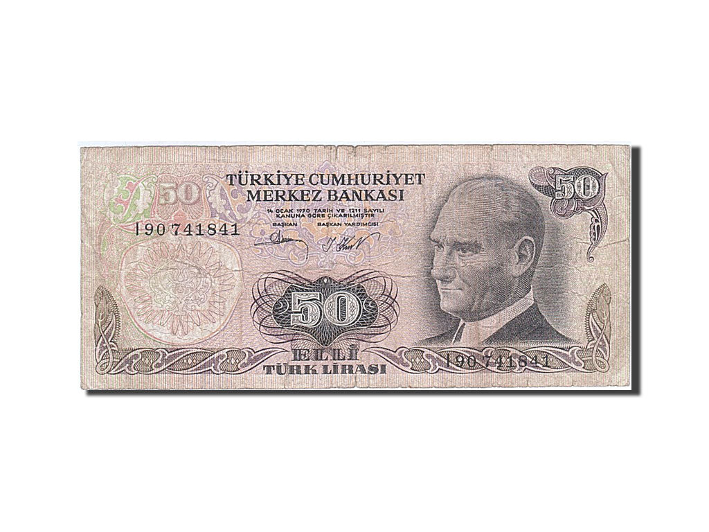 Banknot, Turcja, 50 Lira, 1971-1982, 1976, KM:188, F(12-15)