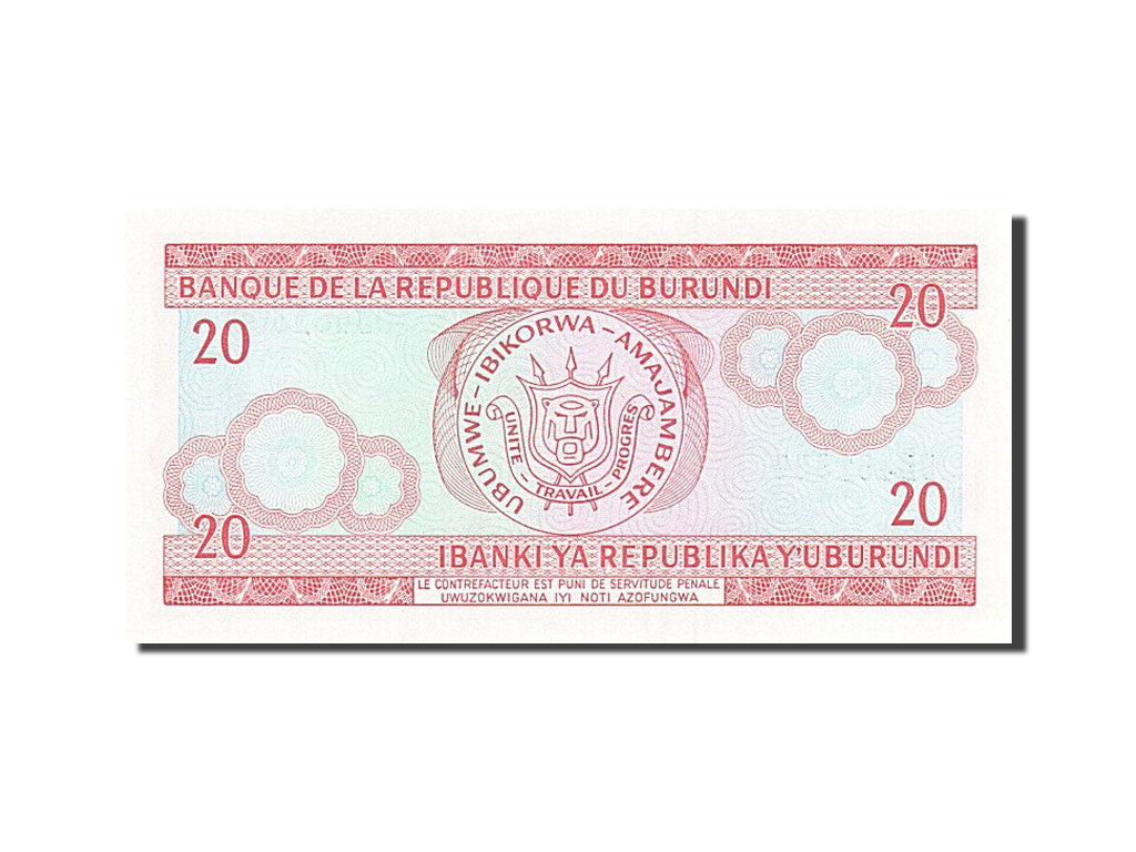Biljet, Burundi, 20 Francs, 1975-1978, 2001-08-01, KM:27d, NIEUW