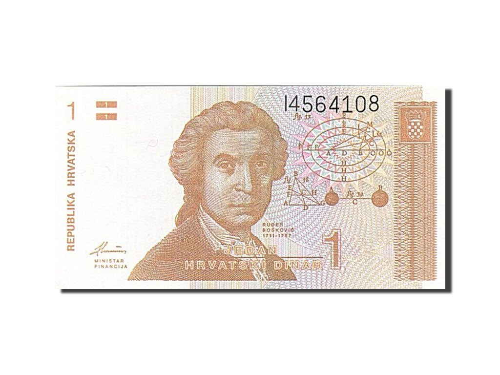 Banknote, Croatia, 1 Dinar, 1991-1993, 1991-10-08, KM:16a, UNC(65-70)
