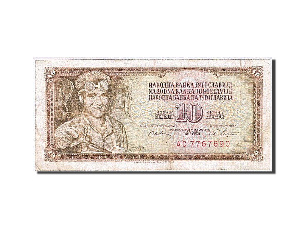 Geldschein, Jugoslawien, 10 Dinara, 1968-1970, 1968-05-01, KM:82b, S