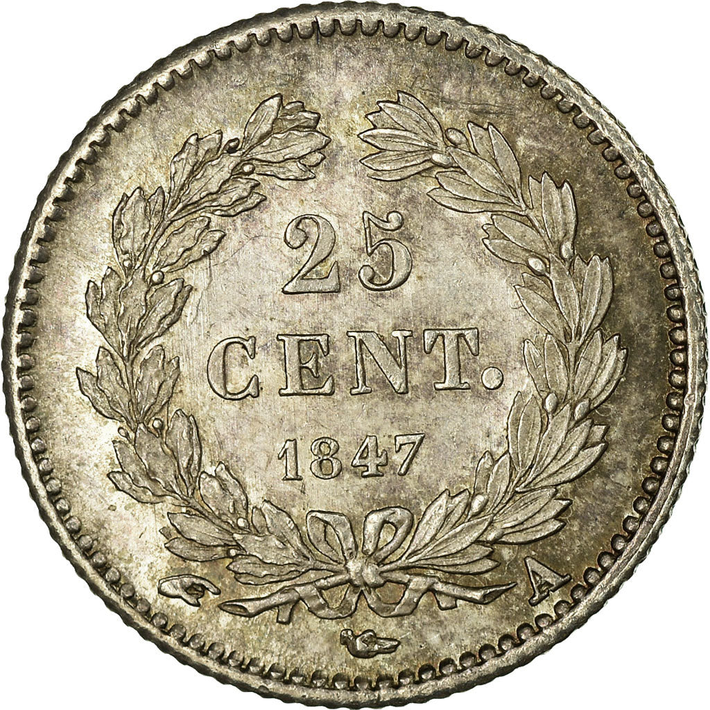 France, 25 Centimes, Louis-Philippe, 1847, Paris, Silver, MS(60-62), Gadoury:357