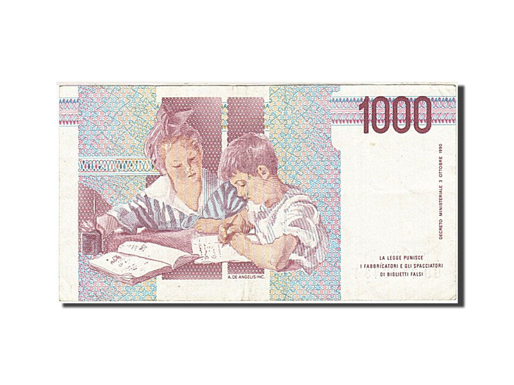 Geldschein, Italien, 1000 Lire, 1990-1994, 1990, KM:114b, VZ